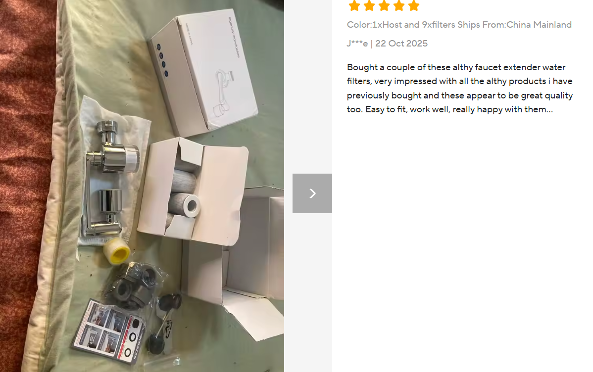 Buyer photo of the OzFlow Rotating Tap Purifier